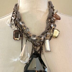 Banana ReplublicChunky Statement Necklace with Oversized Crystals & Chain Detail